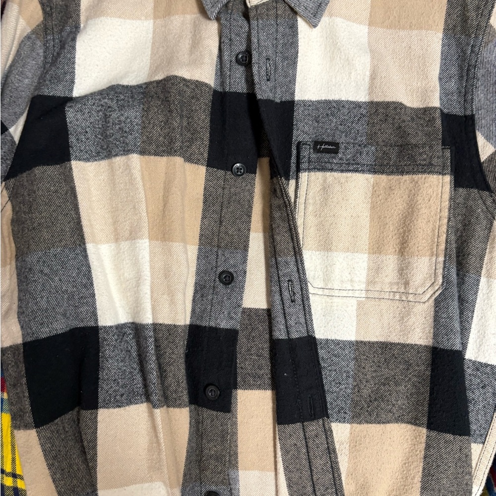 Hollister Black and Tan Plaid Shirt